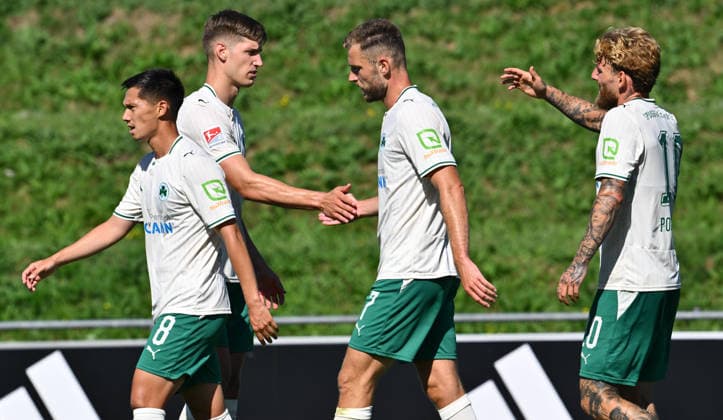 28.07.2026 - Fussball - Saison 2026 2027 - Testspiel Freundschaftsspiel Vorbereitungsspiel - Paris FC - SpVgg Greuther Fürth ( Kleeblatt ) - - Sportfoto Zink - xwoxzix - regulations prohibit any use of photographs as image sequences and or quasi-video - only for editorial use - Torjubel Jubel Freude nach Treffer Tor Torschuß zum 0:1 durch Dennis Srbeny (7, SpVgg Greuther Fürth ) - Shinta Appelkamp (8, SpVgg Greuther Fürth ) Krisztian Keresztes (29, SpVgg Greuther Fürth ) Dennis Srbeny (7, SpVgg Greuther Fürth ) Ole Pohlmann (10, SpVgg Greuther Fürth ) *** July 28, 2026 Soccer Season 2026–2027 Exhibition Match Friendly Match Preseason Match Paris FC SpVgg Greuther Fürth Kleeblatt Sports Photo Zink xwoxzix Regulations prohibit any use of photographs as image sequences and or quasi-video; for editorial use only Goal celebration Jubel Joy after a goal Goal Shot on goal for the 0–1 by Dennis Srbeny 7, SpVgg Greuther Fürth Shinta Appelkamp 8, SpVgg Greuther Fürth Krisztian Keresztes 29, SpVgg Greuther Fürth Dennis Srbeny 7, SpVgg Greuther Fürth Ole Pohlmann 10, SpVgg Greuther Fürth