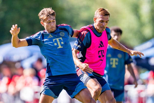Trainingslager, FC Bayern München am 28.07.2026 in Rottach-Egern Joao Palhinha und Tom Bischof *** Training camp, FC Bayern Munich on July 28, 2026, in Rottach-Egern: Joao Palhinha and Tom Bischof Copyright: xBahhoxKarax