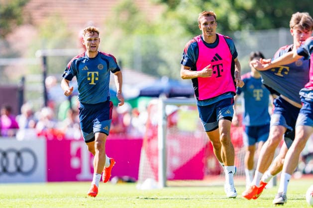 Trainingslager, FC Bayern München am 28.07.2026 in Rottach-Egern Joao Palhinha und Joshua Kimmich *** Training camp, FC Bayern Munich on July 28, 2026, in Rottach-Egern: Joao Palhinha and Joshua Kimmich Copyright: xBahhoxKarax
