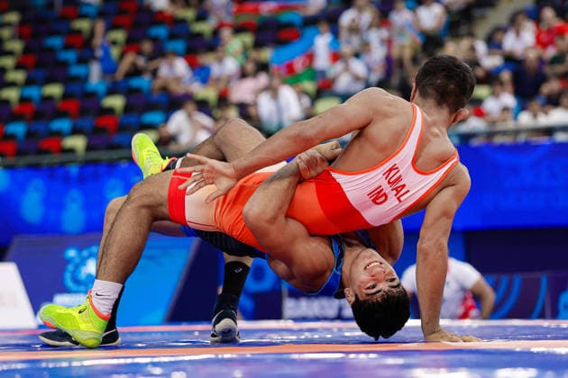 U17, U 17 Wrestling World Championships 65kg GR - Orkhan Habibli (AZE) df. Kunal Dagar (IND) *** U17 Wrestling World Championships, 65 kg Greco-Roman: Orkhan Habibli (AZE) def. Kunal Dagar (IND) Copyright: xKostadinxAndonovx UWW-U17-WC-BAKU-2026