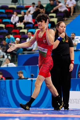 U17, U 17 Wrestling World Championships 65kg GR - Imre Juhasz (HUN) df. Vazgen Mnatsakanyan (ARM) *** U17 Wrestling World Championships, 65 kg Greco-Roman: Imre Juhasz (HUN) def. Vazgen Mnatsakanyan (ARM) Copyright: xKostadinxAndonovx UWW-U17-WC-BAKU-2026