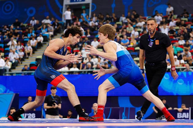 U17, U 17 Wrestling World Championships 65kg GR - Shamil Labazanov (RUS) df. Ibrahim Nasibov (UKR) *** U17 Wrestling World Championships, 65 kg Greco-Roman: Shamil Labazanov (RUS) defeated Ibrahim Nasibov (UKR) Copyright: xKostadinxAndonovx UWW-U17-WC-BAKU-2026