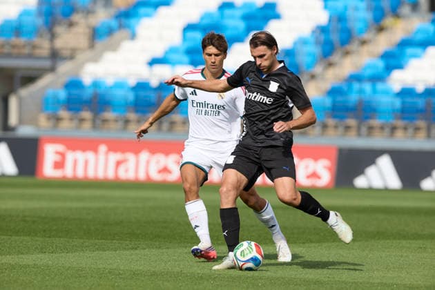 ESP: friendly match Real Madrid v CD Leganes Gonzalo Garcia of Real Madrid and Ignasi Miquel of Leganes during friendly match pre season between Real Madrid v CD Leganes played at Valdebebas Stadium, Madrid on July 28 2026 in Spain Madrid Spain *** La Liga Friendly Match: Real Madrid vs. CD Leganés. Gonzalo García of Real Madrid and Ignasi Miquel of Leganés during a preseason friendly match between Real Madrid and CD Leganés played at Valdebebas Stadium in Madrid on July 28, 2026, in Madrid, Spain. Copyright: xAgenciaxLOFx