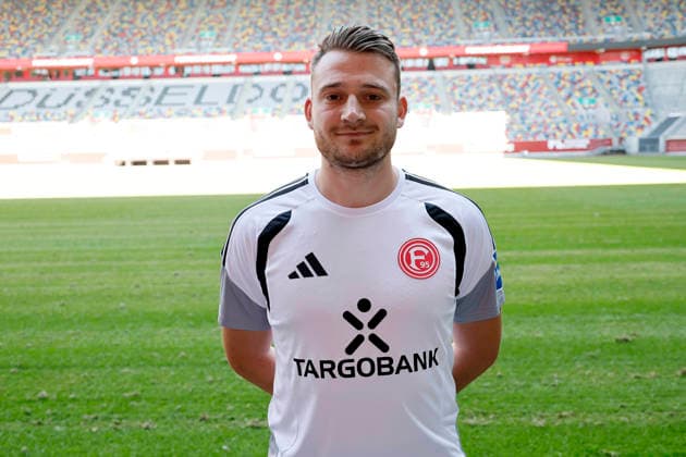 Düsseldorf , Deutschland, 3. Fussball Bundesliga Saison 2026 2027 Kevin Korn ; Fortuna Düsseldorf 1895 ; 3.Liga, Porträttermin 2026 2027, *** Düsseldorf, Germany, 2026–2027 Bundesliga Season, Kevin Korn, Fortuna Düsseldorf 1895, 3. Liga, Photo Shoot 2026–2027,