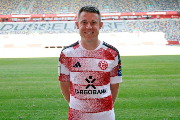 Düsseldorf , Deutschland, 3. Fussball Bundesliga Saison 2026 2027 Dominique Heintz ; Fortuna Düsseldorf 1895 ; 3.Liga, Porträttermin 2026 2027, *** Düsseldorf, Germany, 2026–2027 Bundesliga Season, Dominique Heintz, Fortuna Düsseldorf 1895, 3. Liga, Photo Shoot 2026–2027,