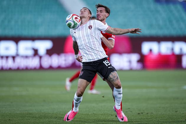 Football - UEFA Conference League - Second qualifying round - FC CSKA 1948 - FC Spartak Trnava - 28.07.2026 Timotej Kudlicka and Ognjen Gasevic Copyright: xYulianxTodorovx