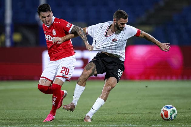 Football - UEFA Conference League - Second qualifying round - FC CSKA 1948 - FC Spartak Trnava - 28.07.2026 Brian Sobrero and Erik Sabo Copyright: xYulianxTodorovx