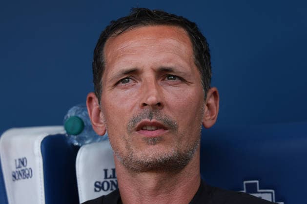 Como, Italy, 28th July 2026. Dino Toppmoller Head Coach of Racing Club de Lens reacts prior to the Crystal Palace vs Racing Club de Lens Pre Season Friendly match at Stadio Giuseppe Sinigaglia, Como. Picture credit should read: Jonathan Moscrop Sportimage EDITORIAL USE ONLY. No use with unauthorised audio, video, data, fixture lists, club league logos or live services. Online in-match use limited to 120 images, no video emulation. No use in betting, games or single club league player publications. SPI_002_JM_PALACE_LENS SPI-4866-0002