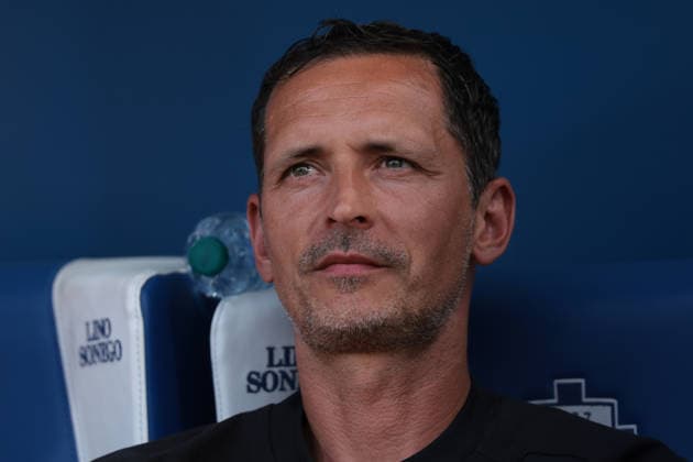 Como, Italy, 28th July 2026. Dino Toppmoller Head Coach of Racing Club de Lens reacts prior to the Crystal Palace vs Racing Club de Lens Pre Season Friendly match at Stadio Giuseppe Sinigaglia, Como. Picture credit should read: Jonathan Moscrop Sportimage EDITORIAL USE ONLY. No use with unauthorised audio, video, data, fixture lists, club league logos or live services. Online in-match use limited to 120 images, no video emulation. No use in betting, games or single club league player publications. SPI_005_JM_PALACE_LENS SPI-4866-0005
