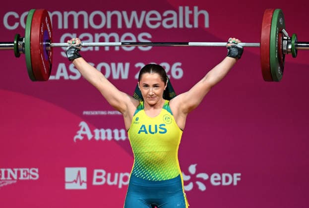 COM26 WEIGHTLIFTING, Nya Phebe Hayman of Australia competes during the Women™s 69kg Weightlifting Final at the Glasgow 2026 Commonwealth Games at SEC Centre in Glasgow, Scotland, Tuesday, July 28, 2026. ( NO ARCHIVING, EDITORIAL USE ONLY Glasgow Scotland United Kingdom  Copyright: xLUKASxCOCHx 20260729171367064013