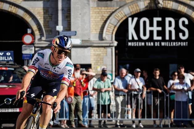 Belgian Remco Evenepoel of Red Bull-BORA-hansgrohe pictured in action during the Natourcriterium Roeselare cycling event, Tuesday 28 July 2026 in Roeselare. The traditional criteriums are local showcases for which mainly cyclists who rode the Tour de France are invited. KURTxDESPLENTER  x182243776x