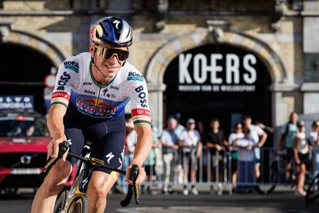 Belgian Remco Evenepoel of Red Bull-BORA-hansgrohe pictured in action during the Natourcriterium Roeselare cycling event, Tuesday 28 July 2026 in Roeselare. The traditional criteriums are local showcases for which mainly cyclists who rode the Tour de France are invited. KURTxDESPLENTER  x182243778x