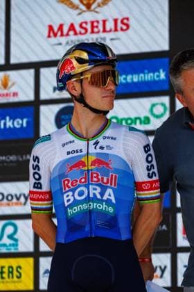 Belgian Remco Evenepoel of Red Bull-BORA-hansgrohe pictured during the Natourcriterium Roeselare cycling event, Tuesday 28 July 2026 in Roeselare. The traditional criteriums are local showcases for which mainly cyclists who rode the Tour de France are invited. KURTxDESPLENTER  x182243848x