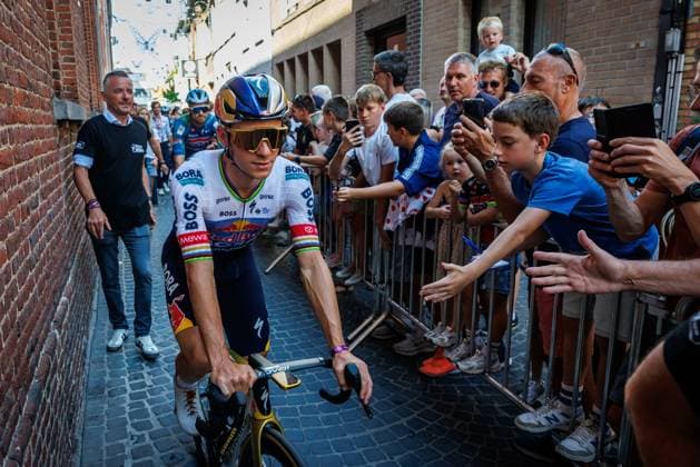 Belgian Remco Evenepoel of Red Bull-BORA-hansgrohe pictured during the Natourcriterium Roeselare cycling event, Tuesday 28 July 2026 in Roeselare. The traditional criteriums are local showcases for which mainly cyclists who rode the Tour de France are invited. KURTxDESPLENTER  x182243856x