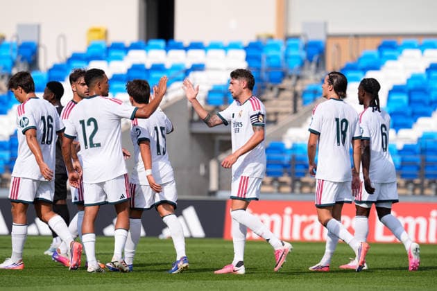 July 28, 2026, Valdebebas, Madrid, Spain: Federico Valverde of Real Madrid CF celebrates after scoring his team s first goal during the Real Madrid training session held in collaboration with CD Leganes at Alfredo Di Stefano stadium on July 28, 2026, in Valdebebas, Madrid, Spain. Valdebebas Spain - ZUMAa181 20260728_zaa_a181_014 Copyright: xDennisxAgyemanx
