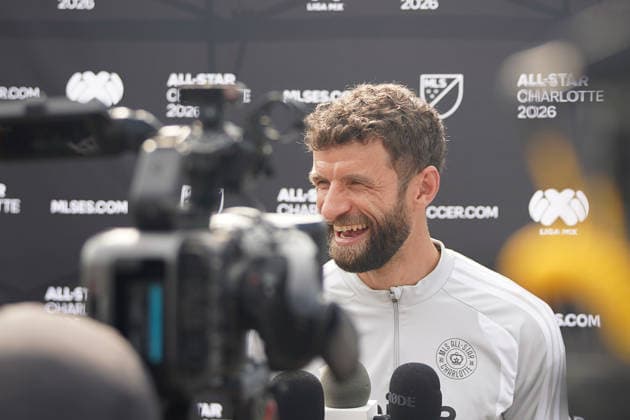 Thomas Müller of the Major League Soccer MLS, Fussball Herren, USA All-Star team speaks at a press conference, PK, Pressekonferenz in Charlotte, United States, 28 July 2026. The 2026 All-Star Game between MLS and Liga MX All-Stars will be played on July 29, 2026, at Bank of America Stadium. Friendly Match: MLS vs. Liga MX All-Stars !ACHTUNG: NUR REDAKTIONELLE NUTZUNG!  Copyright: xKennethxFernándezx AME3722 20260728-55021015391_1