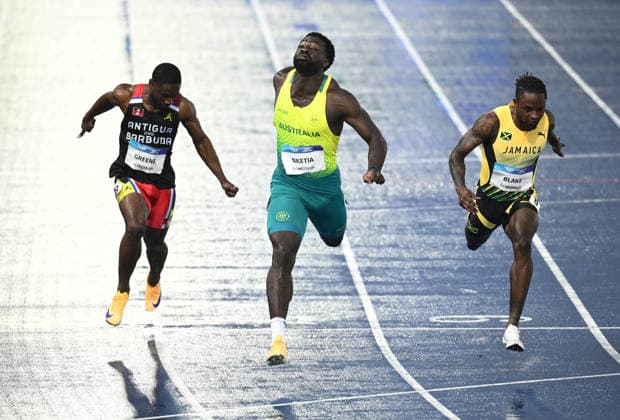 COM26 ATHLETICS, Edward Nketia of Australia competes during the Mens 100m Semi-Finals during the Glasgow 2026 Commonwealth Games at Scotstoun Stadium in Glasgow, Scotland, Tuesday, July 28, 2026. ( NO ARCHIVING, EDITORIAL USE ONLY Glasgow United Kingdom  Copyright: xJOELxCARRETTx 20260729114002817157
