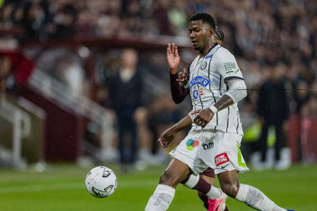 SOCCER - UEFA CL, Hearts vs Sturm EDINBURGH,SCOTLAND,28.JUL.26 - SOCCER - UEFA Champions League, qualification, Heart of Midlothian FC vs SK Sturm Graz. Image shows Jeyland Mitchell (Sturm).  GEPAxpictures xMatthiasxTrinkl