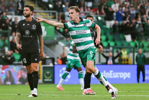 UEFA Champions League Second Qualifying Round Second Leg, Tallaght Stadium, Dublin 28 7 2026 Shamrock Rovers vs Ararat Armenia Shamrock Rovers Matthew Healy celebrates scoring his sides first goal Matthew Healy celebrates scoring his sides first goal 28 7 2026  Copyright: xx RB1_8562