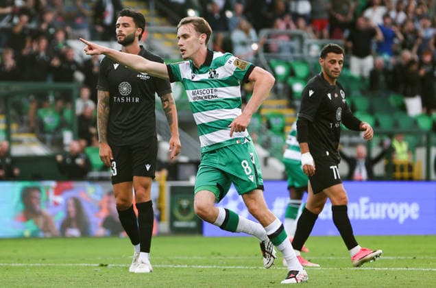 UEFA Champions League Second Qualifying Round Second Leg, Tallaght Stadium, Dublin 28 7 2026 Shamrock Rovers vs Ararat Armenia Shamrock Rovers Matthew Healy celebrates scoring his sides first goal Matthew Healy celebrates scoring his sides first goal 28 7 2026  Copyright: xx RB1_8567