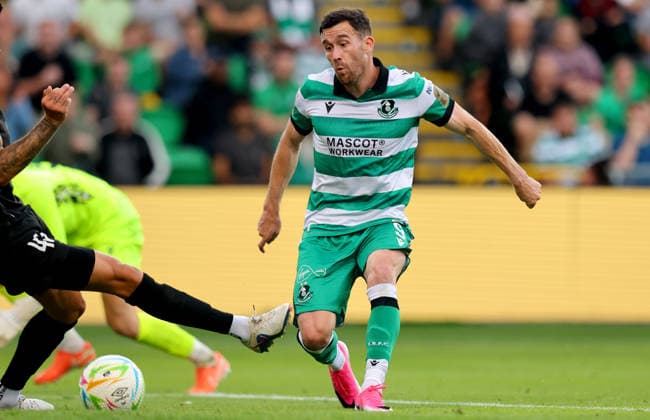 UEFA Champions League Second Qualifying Round Second Leg, Tallaght Stadium, Dublin 28 7 2026 Shamrock Rovers vs Ararat Armenia Shamrock Rovers Aaron Greene scores his sides second goal Aaron Greene scores his sides second goal 28 7 2026  Copyright: xx RB2_7565