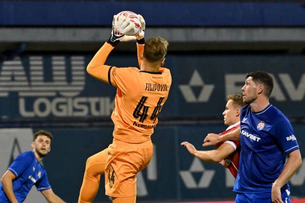 ZAGREB; CROATIA - JULY 28: Ivan Filipovic of Dinamo Zagreb (C) in action during the UEFA Champions League QR-2 second match between Dinamo Zagreb (CRO) and Thun (SUI) at Stadion Maksimir, Zagreb on July 28, 2026 in Zagreb, Croatia. (Photo by Igor Kupljenik Sports Press Photo).  Copyright: xIgorxKupljenikx xSPPx Sportspressphoto_SPR198052