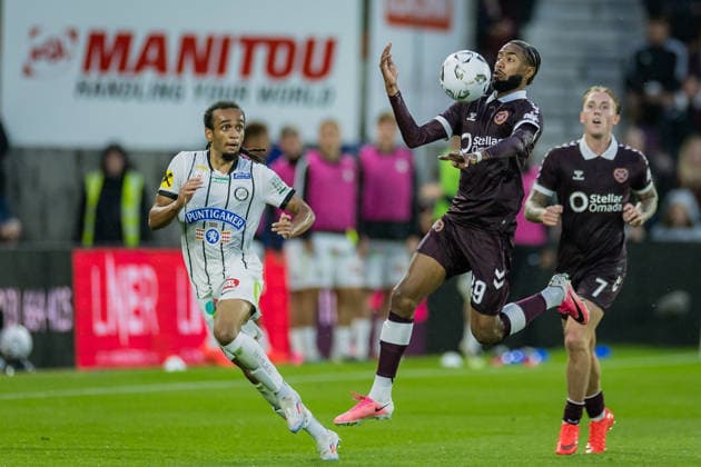 SOCCER - UEFA CL, Hearts vs Sturm EDINBURGH,SCOTLAND,28.JUL.26 - SOCCER - UEFA Champions League, qualification, Heart of Midlothian FC vs SK Sturm Graz. Image shows Emran Soglo (Sturm) and Sabri Guendouz (Hearts).  GEPAxpictures xMatthiasxTrinkl