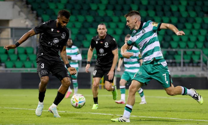 UEFA Champions League Second Qualifying Round Second Leg, Tallaght Stadium, Dublin 28 7 2026 Shamrock Rovers vs Ararat Armenia Shamrock Rovers Dylan Watts and Junior Bueno of Ararat Armenia Dylan Watts and Junior Bueno 28 7 2026  Copyright: xx RB1_9125