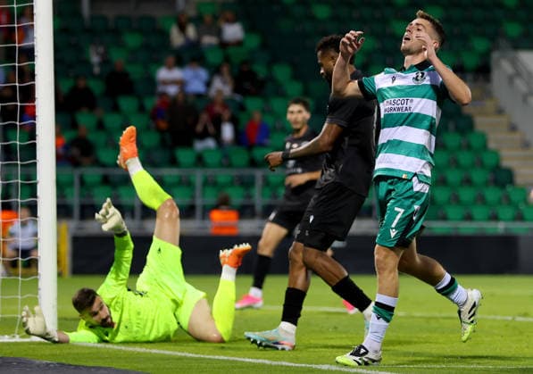 UEFA Champions League Second Qualifying Round Second Leg, Tallaght Stadium, Dublin 28 7 2026 Shamrock Rovers vs Ararat Armenia Shamrock Rovers Dylan Watts reacts to a missed chance Dylan Watts reacts to a missed chance 28 7 2026  Copyright: xx RB1_9144