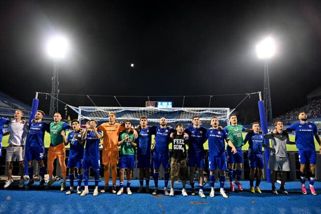 ZAGREB; CROATIA - JULY 28: Dinamo Zagreb celebrate win after the UEFA Champions League QR-2 second match between Dinamo Zagreb (CRO) and Thun (SUI) at Stadion Maksimir, Zagreb on July 28, 2026 in Zagreb, Croatia. (Photo by Igor Kupljenik Sports Press Photo).  Copyright: xIgorxKupljenikx xSPPx Sportspressphoto_SPR198064
