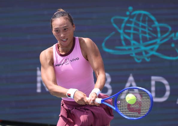 July 28, 2026, Washington, Illinois, USA: QINWEN ZHENG of China during the match against Alexandra Eala of Phillipines in the first round of Mubadala Washington DC, USA. Zheng lost 6:4, 4:6, 1:6. Washington USA - ZUMAc278 20260728_zsp_c278_026 Copyright: xMarcinxCholewinskix