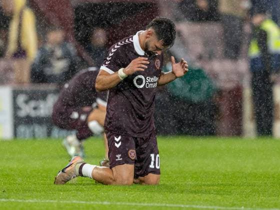 dejection for Claudio Braga of Heart of Midlothian at full time during the Hearts v Sturm Graz second leg of their Champions League second qualifying round at Tynecastle Stadium on Tuesday 28th July 2026 Heart of Midlothian v Sturm Graz, UEFA Champions League, 2nd Qualifying Round, 2nd Leg, Football, Tynecastle Park, Edinburgh, Scotland, UK - 28 Jul 2026Edinburgh Tynecastle Park Scotland United Kingdom  Copyright: xAlanxRennie Shutterstockx 17015998bq