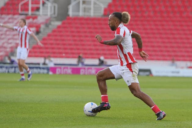 Stoke City v Everton, Pre-Season Friendly Sorba Thomas of Stoke City during the Pre-Season Friendly match between Stoke City and Everton at the Bet365 Stadium, Stoke-on-Trent, UK on 28 July 2026. Stoke-on-Trent Bet365 Stadium Staffordshire UK Editorial use only , Copyright: xAlunxRobertsx PSI-24601-0047