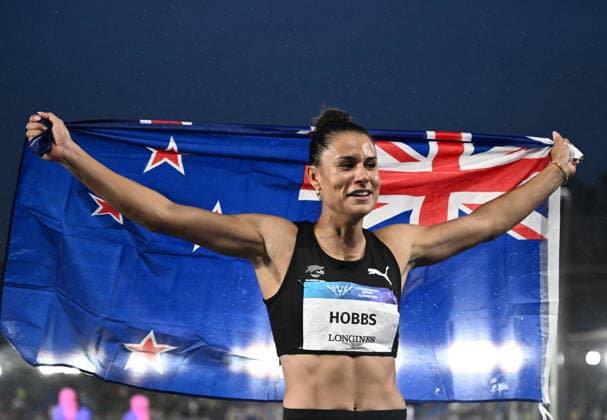 COM26 ATHLETICS, Zoe Hobbs of New Zealand celebrates winning the Women™s 100m Final during the Glasgow 2026 Commonwealth Games at Scotstoun Stadium in Glasgow, Scotland, Tuesday, July 28, 2026. ( NO ARCHIVING, EDITORIAL USE ONLY Glasgow United Kingdom  Copyright: xJOELxCARRETTx 20260729173852763277