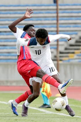 CONCACAF U-20 Championship: Haiti - Cuba Marc-Arthur Alcime (L) of Haiti vies for the ball with Didier Reinoso of Cuba during a CONCACAF U-20 Championship match between Haiti and Cuba played at the Universitario Stadium in Puebla, Mexico, 28 July 2026. Puebla Mexico  Copyright: xHildaxRiosx