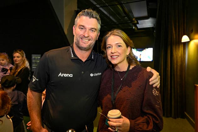 Ryan Fox with wife Anneke at Bar Ziti before the Public welcome home celebration for New Zealand golfer Ryan Fox on bringing the Claret Jug home after his historic Open Championship win. Takutai Square, Auckland, New Zealand on Tuesday 28 July 2026. Photo: Alan Lee Auckland New Zealand Copyright: xAlanxLeex xPhotosportx