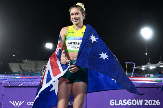 COM26 ATHLETICS, Gold medalist Eleanor Patterson of Australia poses following the Women™s High Jump Final during the Glasgow 2026 Commonwealth Games at Scotstoun Stadium in Glasgow, Scotland, Tuesday, July 28, 2026. ( NO ARCHIVING, EDITORIAL USE ONLY Glasgow Scotland United Kingdom  Copyright: xJOELxCARRETTx 20260729184961738960