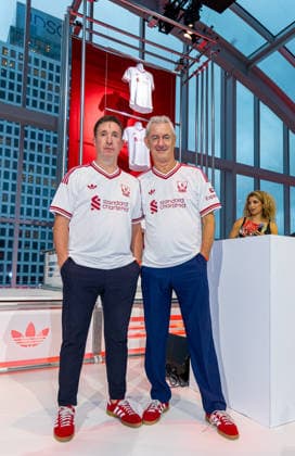 Football - Pre-Season - Liverpool FC 2026 27 Away Kit Launch NEW YORK, USA - Tuesday, July 28, 2026: Liverpool legends Robbie Fowler and Ian Rush on stage at an Adidas launch event for the new Liverpool FC 2026 27 away kit at the Refinery in Williamsburg, New York. (Photo by David Rawcliffe Propaganda) WILLIAMSBURG The Refinery NEW YORK UNITED STATES OF AMERICA  Copyright: xDavidxRawcliffex 2026-07-28-132-Liverpool_Adidas_Away_Kit_Launch
