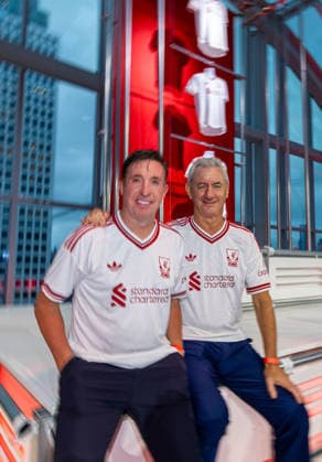 Football - Pre-Season - Liverpool FC 2026 27 Away Kit Launch NEW YORK, USA - Tuesday, July 28, 2026: Liverpool legends Robbie Fowler and Ian Rush on stage at an Adidas launch event for the new Liverpool FC 2026 27 away kit at the Refinery in Williamsburg, New York. (Photo by David Rawcliffe Propaganda) WILLIAMSBURG The Refinery NEW YORK UNITED STATES OF AMERICA  Copyright: xDavidxRawcliffex 2026-07-28-138-Liverpool_Adidas_Away_Kit_Launch