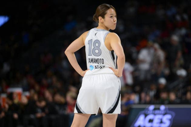 Basketball, Frauen, WNBA, Las Vegas Aces - Portland Fire July 28, 2026, Las Vegas, Nevada, USA: M.YAMAMOTO 18 (C) of Las Vegas Aces in play during WNBA, Basketball Damen, USA Regular Season at the Michelob Ultra Arena in Las Vegas. WNBA 2026: Las Vegas Aces Defeats Portland Fire 98-83  - ZUMAo117 20260728_zsp_o117_021 Copyright: xMikaelxOnax