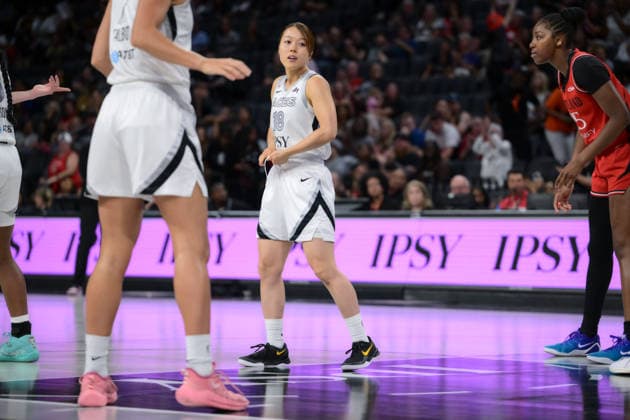 Basketball, Frauen, WNBA, Las Vegas Aces - Portland Fire July 28, 2026, Las Vegas, Nevada, USA: M.YAMAMOTO 18 (C) of Las Vegas Aces in play during WNBA, Basketball Damen, USA Regular Season at the Michelob Ultra Arena in Las Vegas. WNBA 2026: Las Vegas Aces Defeats Portland Fire 98-83  - ZUMAo117 20260728_zsp_o117_024 Copyright: xMikaelxOnax