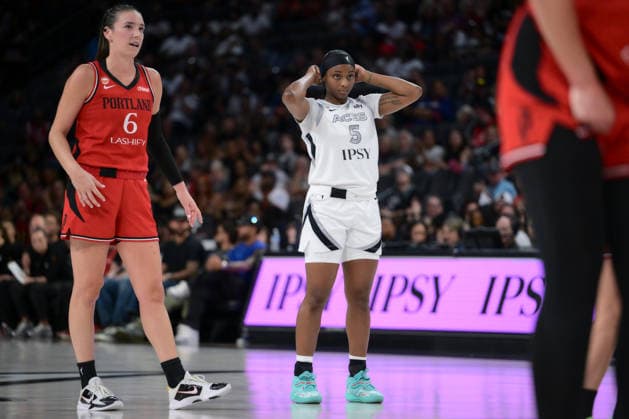 Basketball, Frauen, WNBA, Las Vegas Aces - Portland Fire July 28, 2026, Las Vegas, Nevada, USA: T.;ATSON 5 in play in the 4th quarter of the game during WNBA, Basketball Damen, USA Regular Season at the Michelob Ultra Arena in Las Vegas. WNBA 2026: Las Vegas Aces Defeats Portland Fire 98-83  - ZUMAo117 20260728_zsp_o117_028 Copyright: xMikaelxOnax