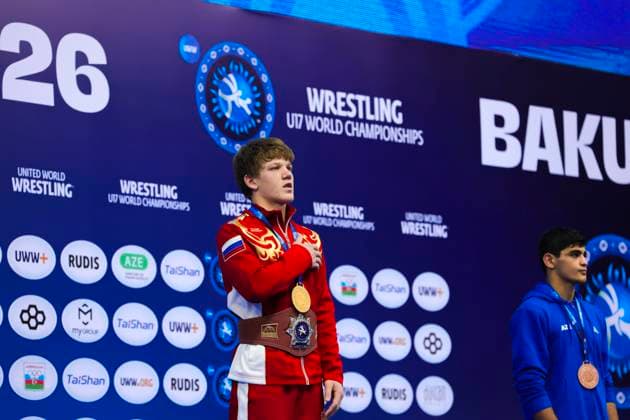 U17, U 17 Wrestling World Championships Podium 65kg GR - Gold: Shamil Labazanov (RUS) *** U17 Wrestling World Championships, 65kg Greco-Roman Division: Gold Medalist Shamil Labazanov (RUS)