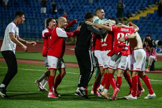 IPA87081092 - CSKA 1948 players celebrating after the Conference League qualifying match between FC CSKA 1948 and Spartak Trnava at Vasil Levski Stadium in Sofia, Bulgaria, on July 28, 2026  Copyright: xIvanxSxIvanov IPAxSportx xx 87081092