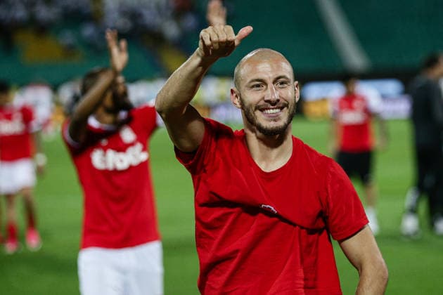 IPA87081101 - CSKA 1948 s Georgi Rusev celebrates after the Conference League qualifying match between FC CSKA 1948 and Spartak Trnava at Vasil Levski Stadium in Sofia, Bulgaria, on July 28, 2026  Copyright: xIvanxSxIvanov IPAxSportx xx 87081101