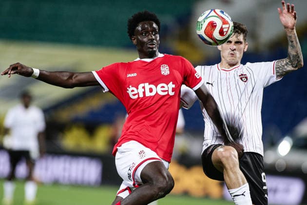 IPA87081086 - CSKA 1948 s Mamadou Diallo in action against Spartak s Marin Lausic during the Conference League qualifying match between FC CSKA 1948 and Spartak Trnava at Vasil Levski Stadium in Sofia, Bulgaria, on July 28, 2026  Copyright: xIvanxSxIvanov IPAxSportx xx 87081086