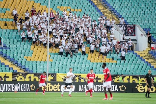 IPA87081090 - Spartak fans during the Conference League qualifying match between FC CSKA 1948 and Spartak Trnava at Vasil Levski Stadium in Sofia, Bulgaria, on July 28, 2026  Copyright: xIvanxSxIvanov IPAxSportx xx 87081090