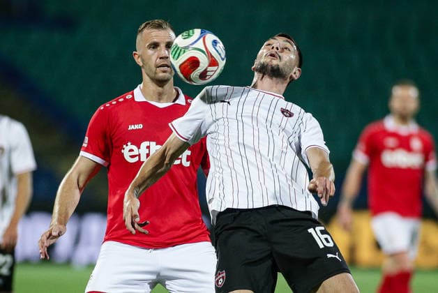IPA87081094 - CSKA 1948 s Atanas Iliev in action against Spartak s Melos Bajrami during the Conference League qualifying match between FC CSKA 1948 and Spartak Trnava at Vasil Levski Stadium in Sofia, Bulgaria, on July 28, 2026  Copyright: xIvanxSxIvanov IPAxSportx xx 87081094