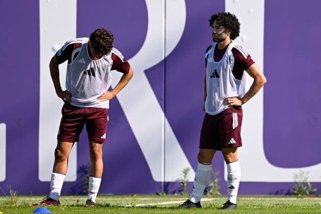 RSC Anderlecht v Hammarby IF - UEFA Europa League Media Activities 29 07 2026 NEERPEDE, BELGIUM - JULY 29 : Maamar Ali defender of RSC Anderlecht and Huerta Cesar midfielder of RSC Anderlecht pictured during a training session ahead of the UEFA Europa League 2026 27 second qualifying round second leg between RSC Anderlecht and Hammarby IF on July 29, 2026 in Neerpede, Belgium, 29 07 2026 Neerpede Belgium  Copyright: xTomasxSiskx