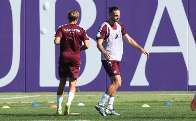 Anderlecht s Leo Petrot pictured in action during a training session of Belgian RSC Anderlecht, Wednesday 29 July 2026 in Brussels, in preparations of the second leg of the second qualifying round for the UEFA Europa League against Swedish Hammarby IF. VIRGINIExLEFOUR  x182290058x